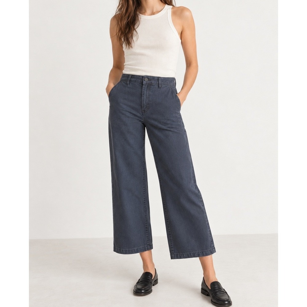 Madewell Emmett Wide Leg Crop Pants Charcoal Gray High Rise Size 29